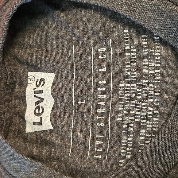 LEVI brand logo long sleeve gray graphic tee Large promo authentic original - Picture 4 of 7